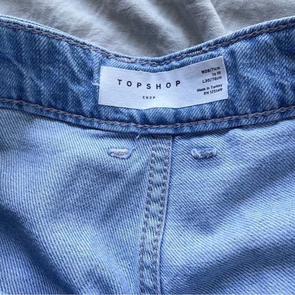 Topshop Wide Leg Cropped Jeans Light Wash - Picture 6 of 7